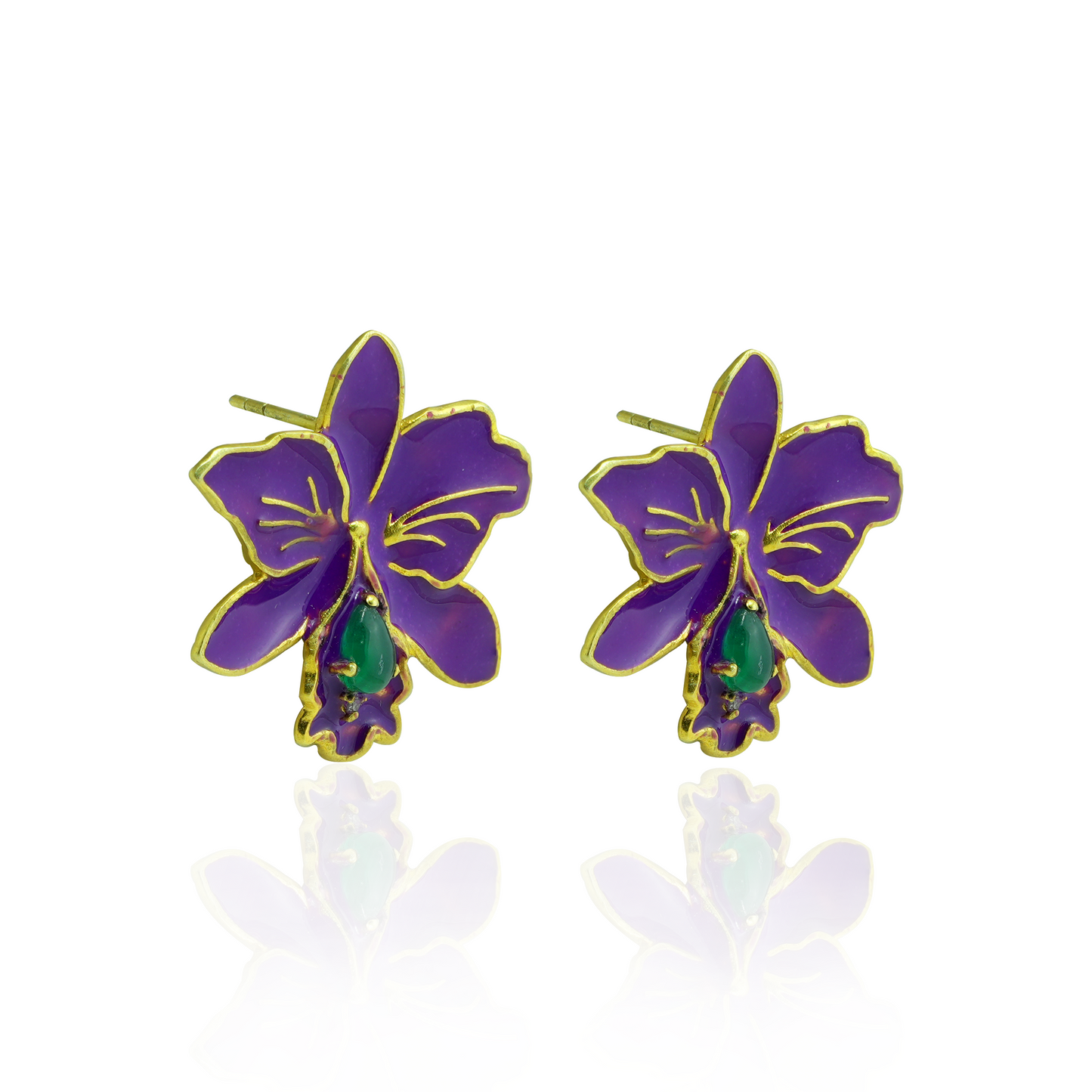 Royal Purple Orchid Statement Stud Earrings