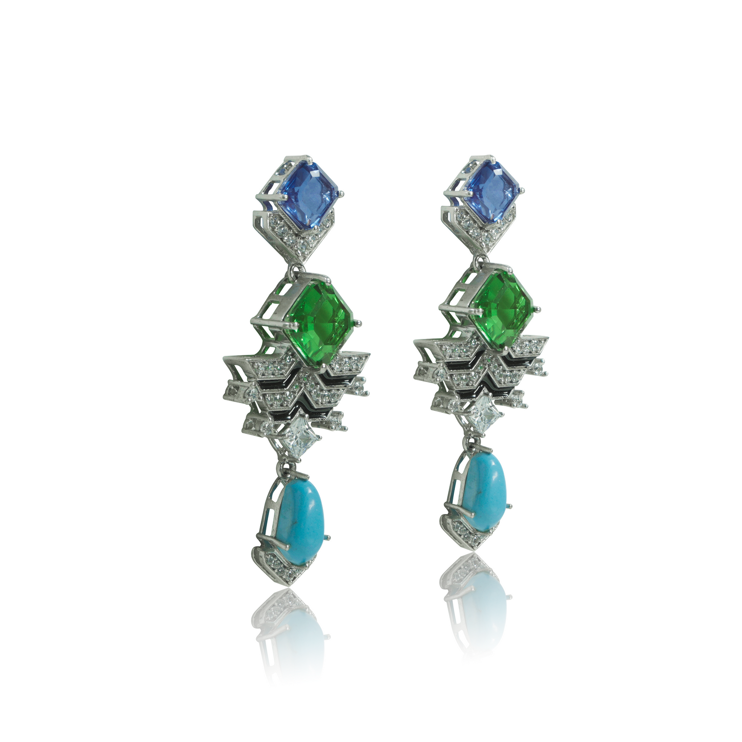 Multi-Stone Geometric Earrings