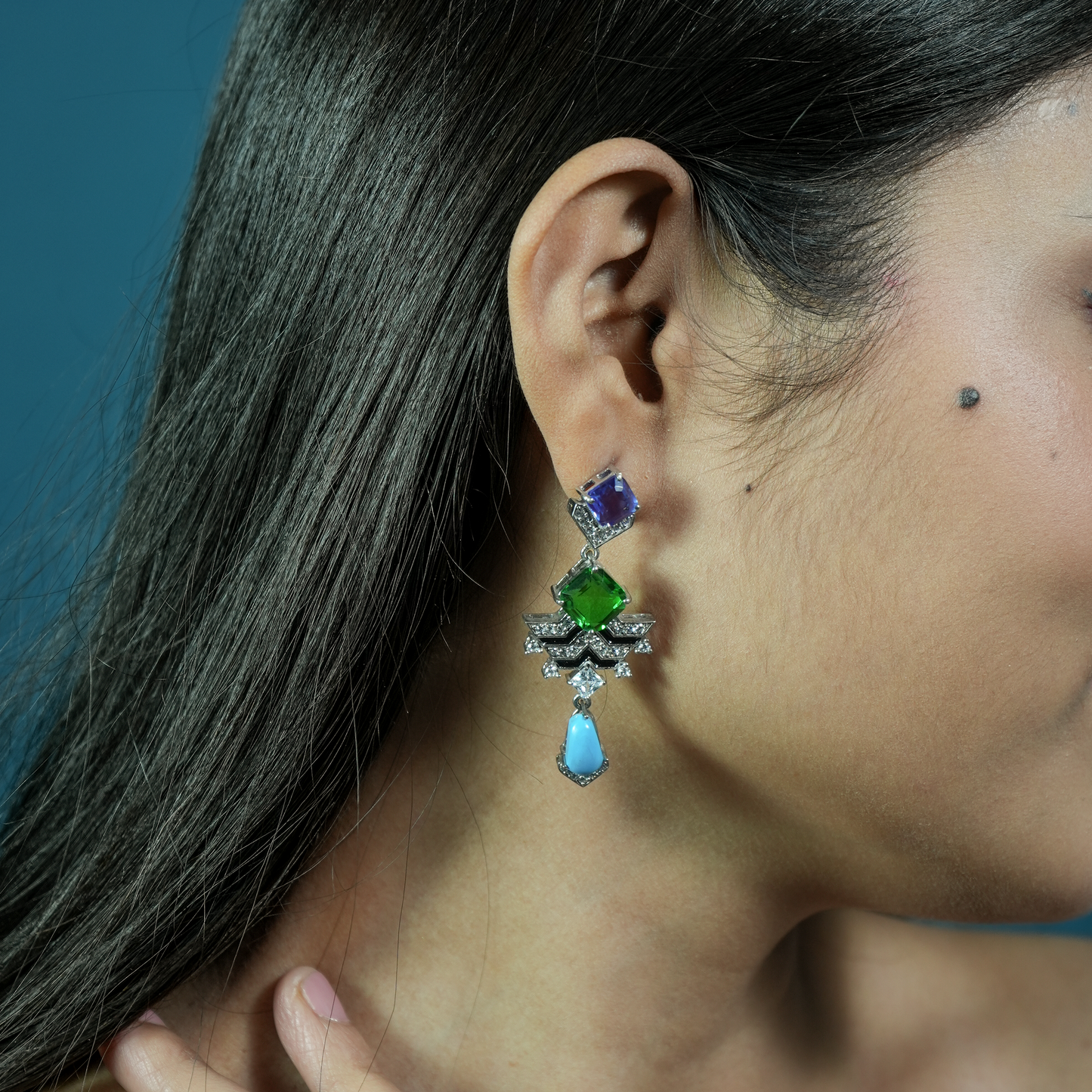 Multi-Stone Geometric Earrings