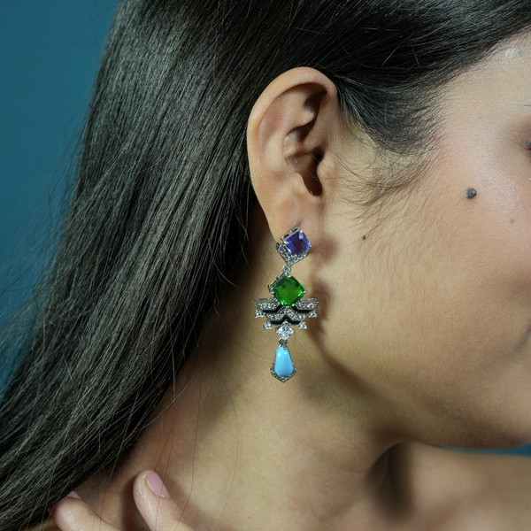 Multi-Stone Geometric Earrings