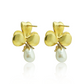 Yellow Clover Pearl Drop Earrings