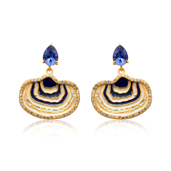 Ocean Blue Geode Drop Earrings