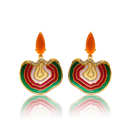 Carnelian Multi-Layer Geode Drop Earrings