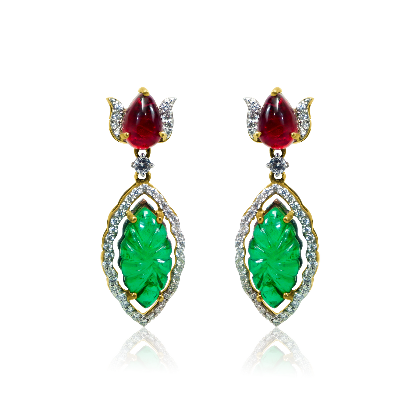 Carved Green Drop Earrings