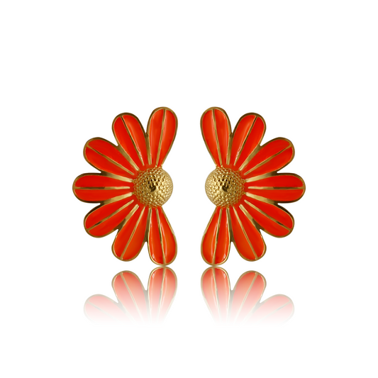 Sunset Daisy Floral Stud Earrings