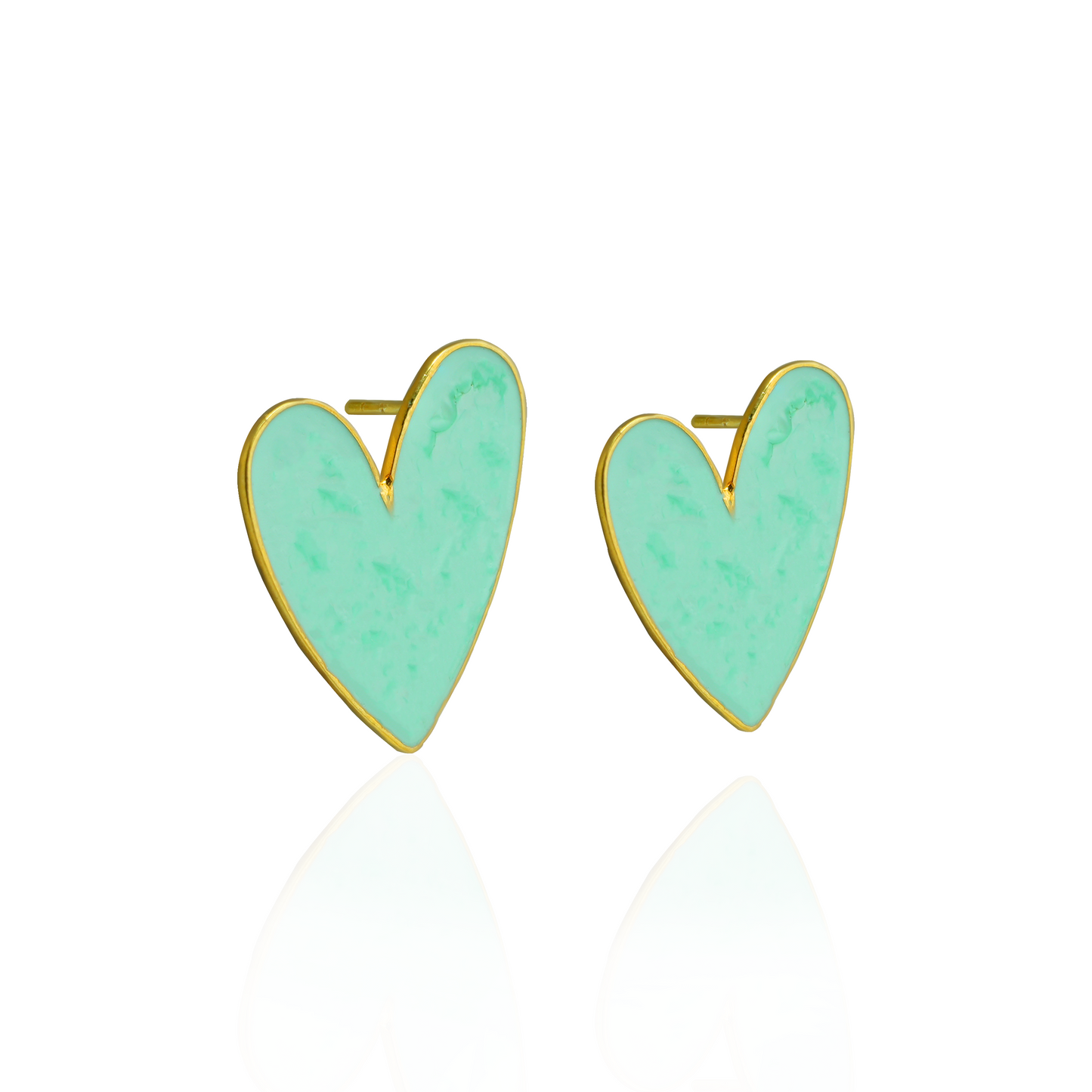 Mint Heart Enamel Earrings