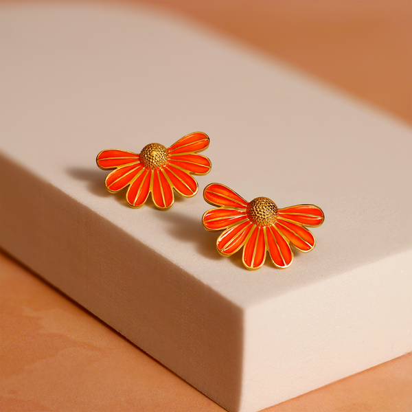 Sunset Daisy Floral Stud Earrings