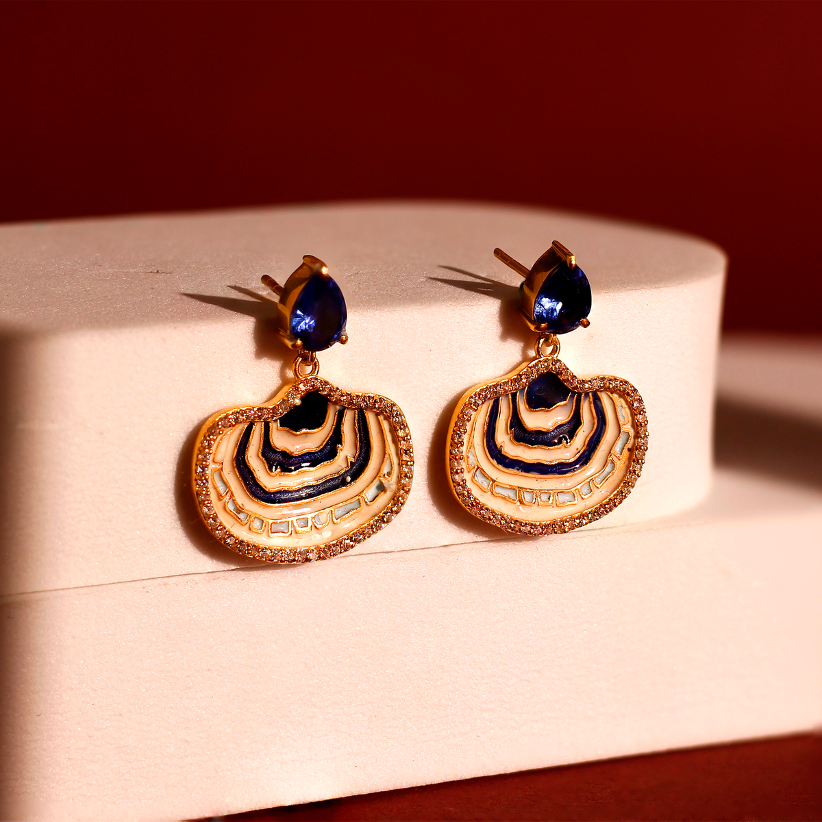 Ocean Blue Geode Drop Earrings