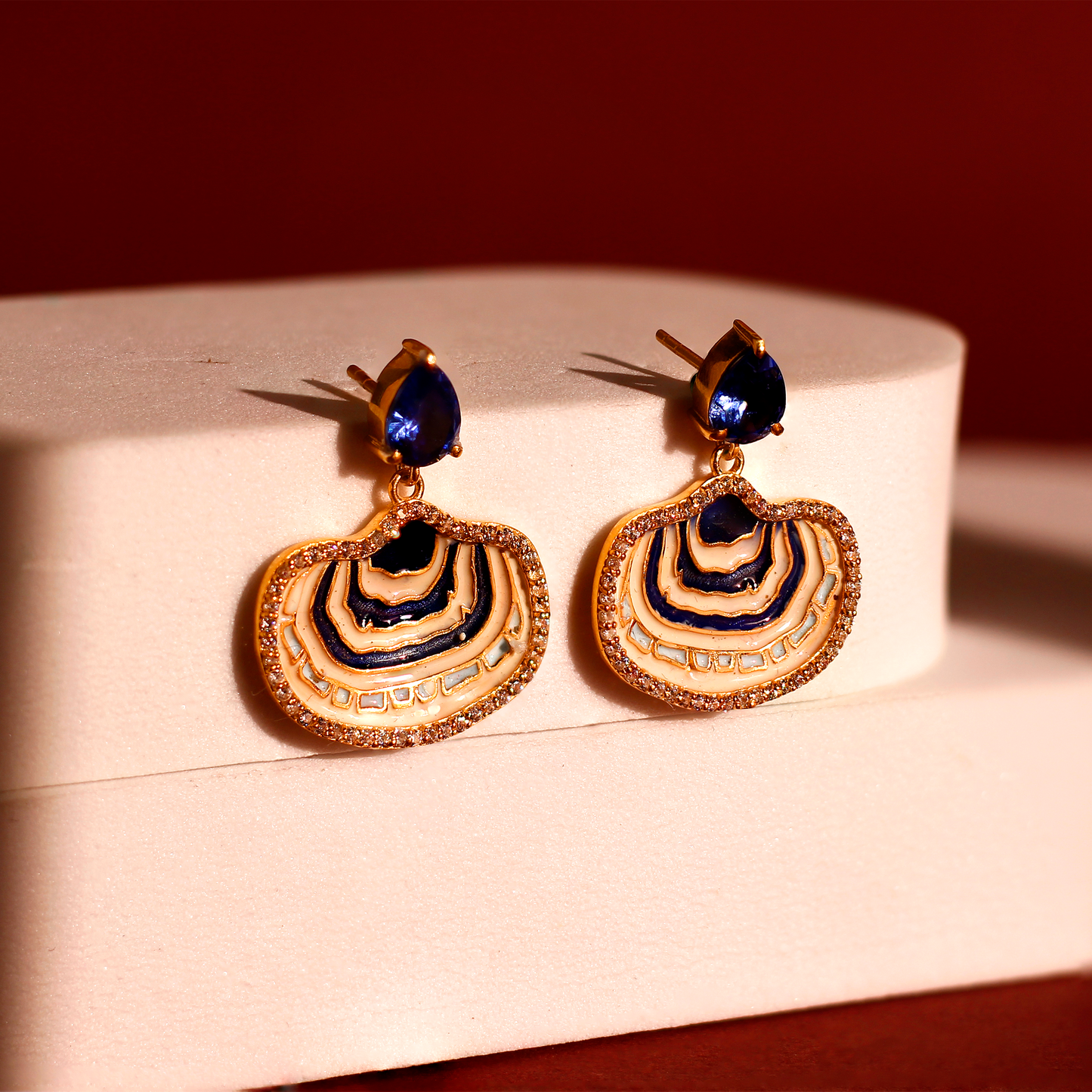 Ocean Blue Geode Drop Earrings