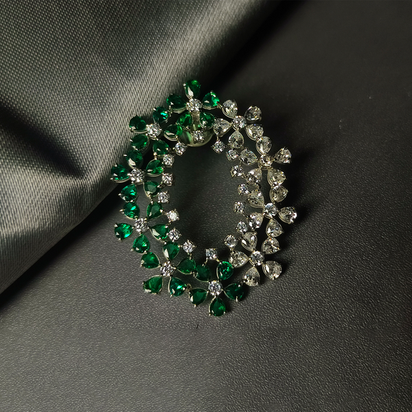 Emerald Blossom Oval Statement Earrings