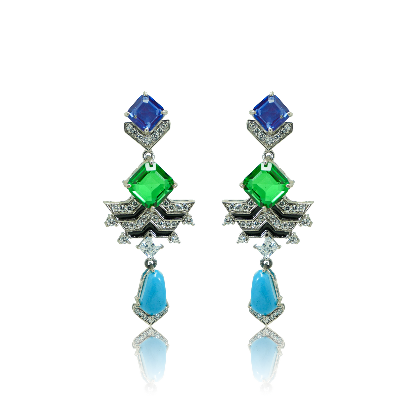 Multi-Stone Geometric Earrings