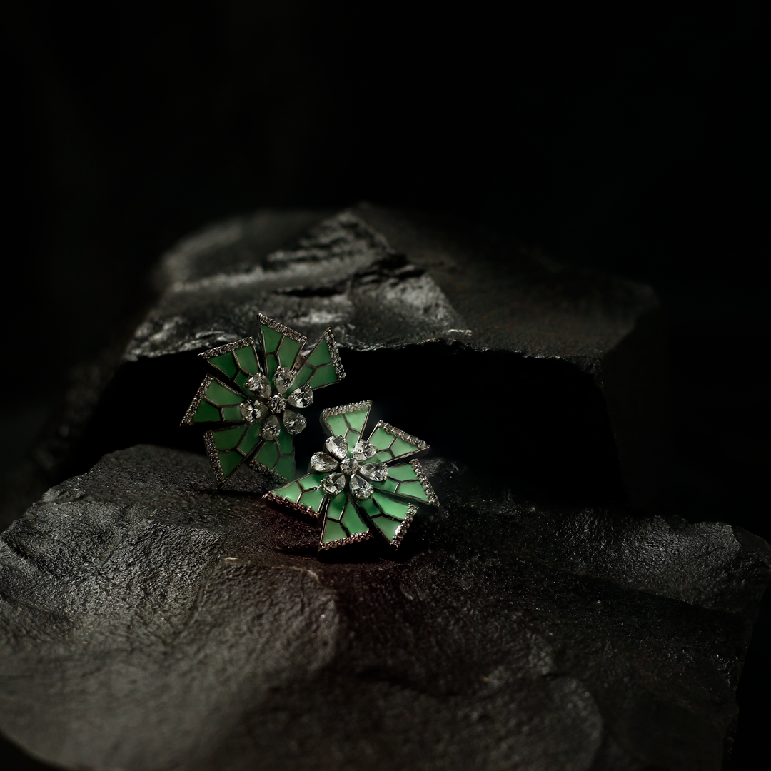 Emerald Starburst Luxe Statement Earrings