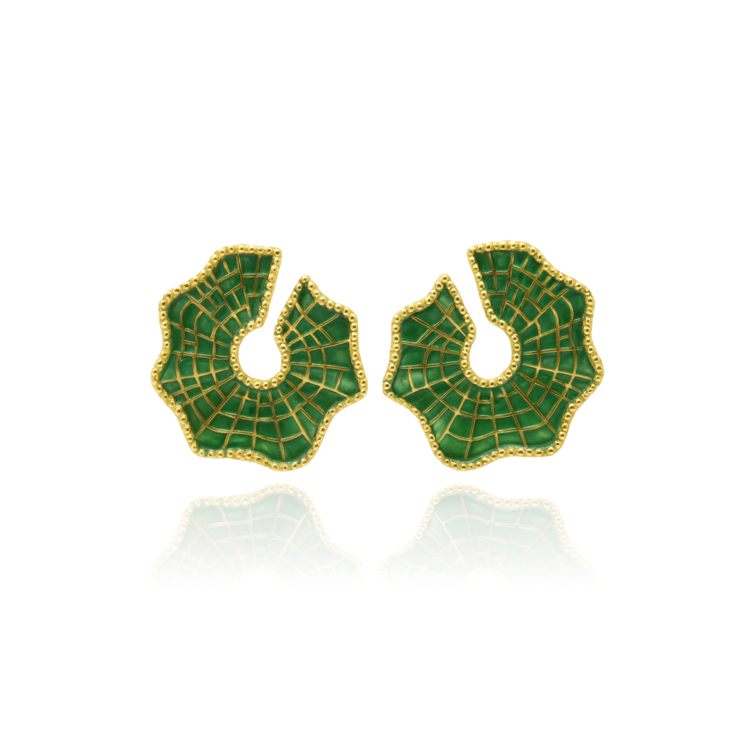 Emerald Mosaic Textured Stud Earrings