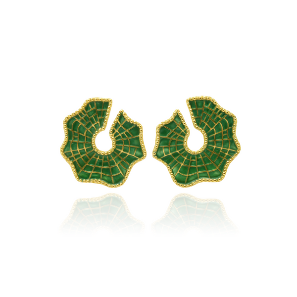 Emerald Mosaic Textured Stud Earrings