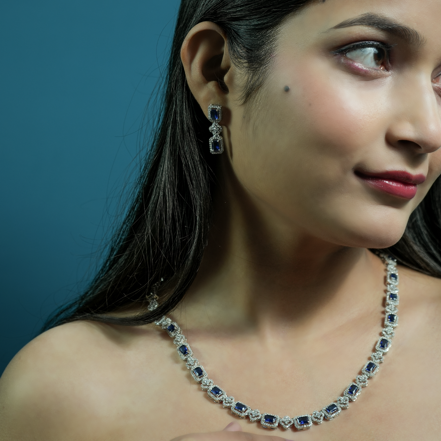 Blue Stone Necklace Set