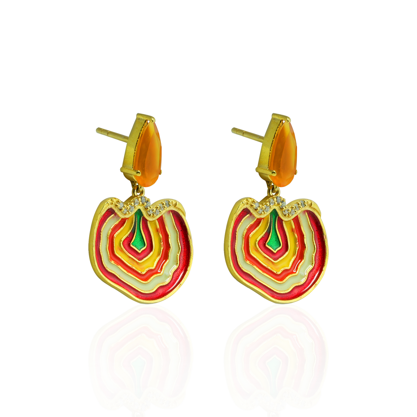 Carnelian Multi-Layer Geode Drop Earrings