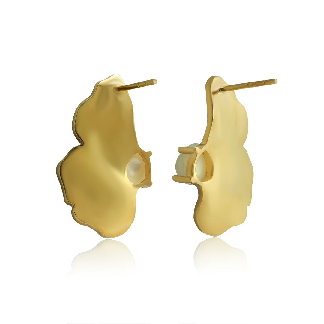 Pearl Wing Petal Enamel Stud Earrings