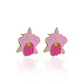 Pink Orchid Bloom Statement Stud Earrings