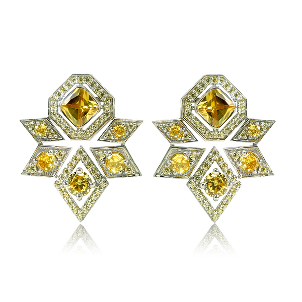Golden Sunburst Geometric Statement Earrings