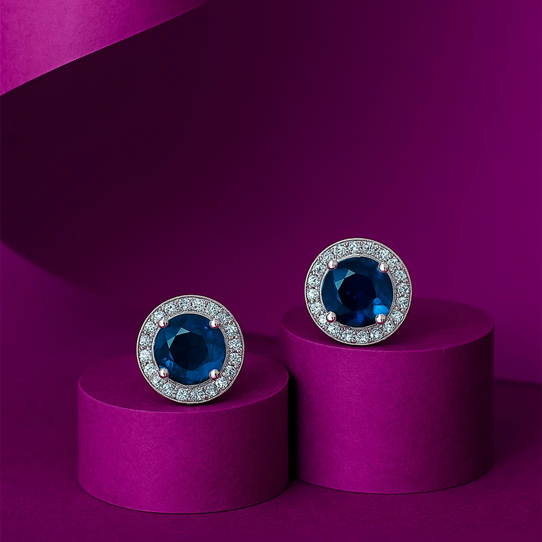 Azure Sapphire Studs Silver