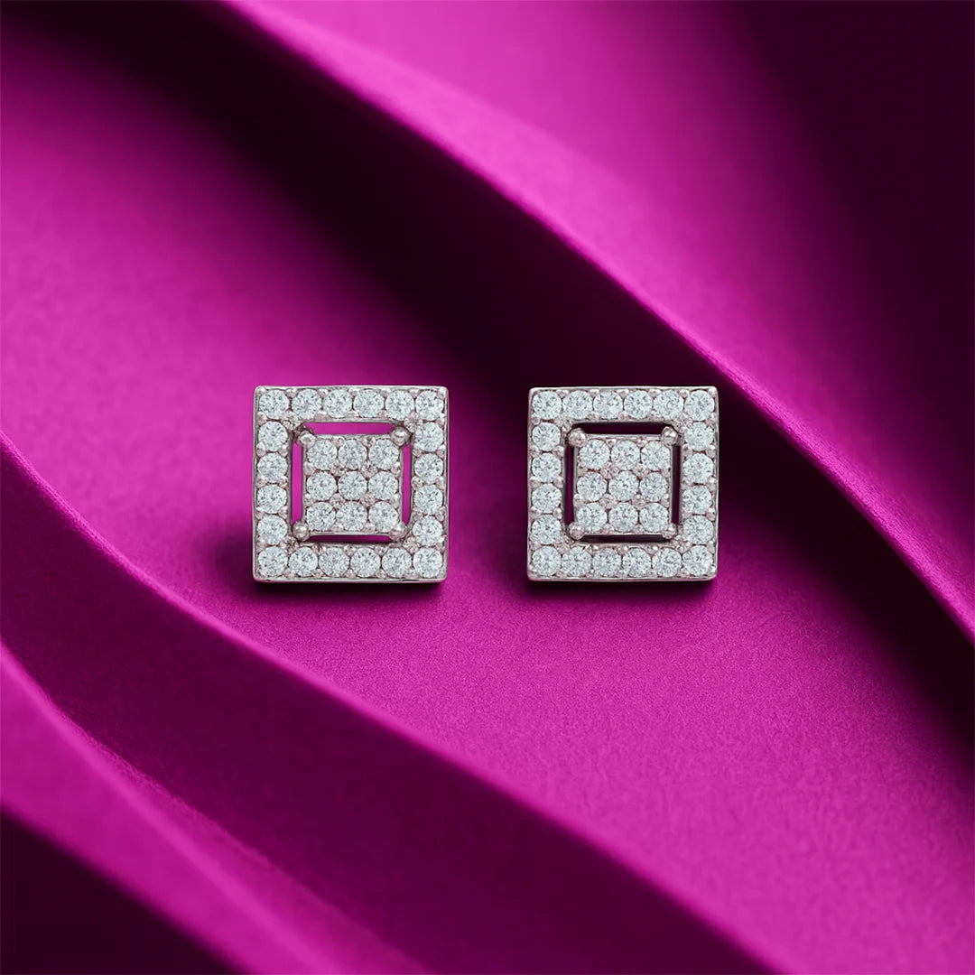 Aurora Square Studs Silver