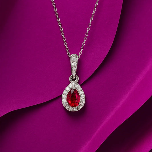 Crimson Flame Pendant Silver