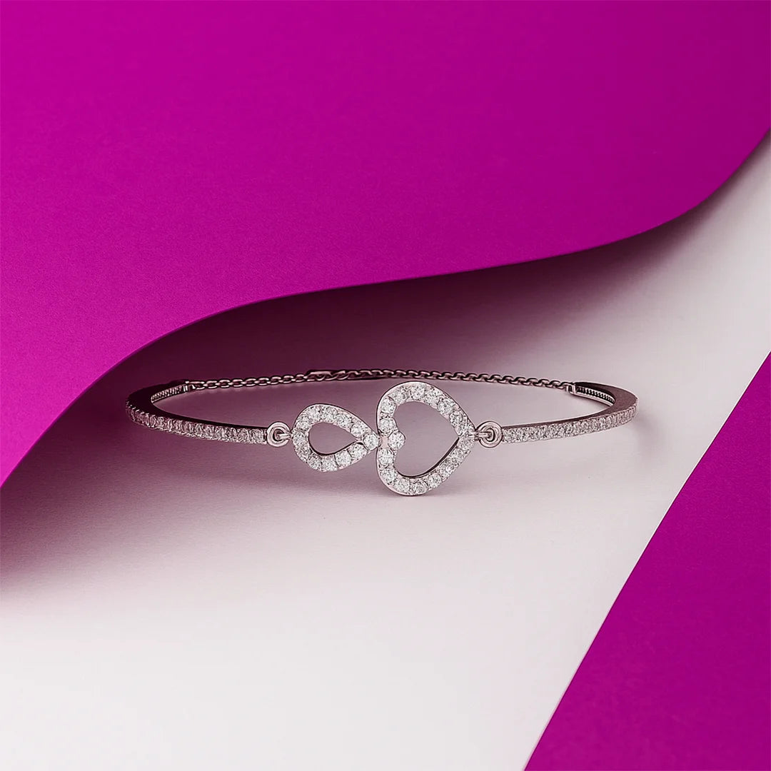 Twin Hearts – Adjustable Silver Bracelet