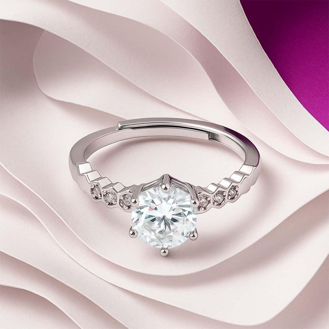 Round Solitaire Silver Ring