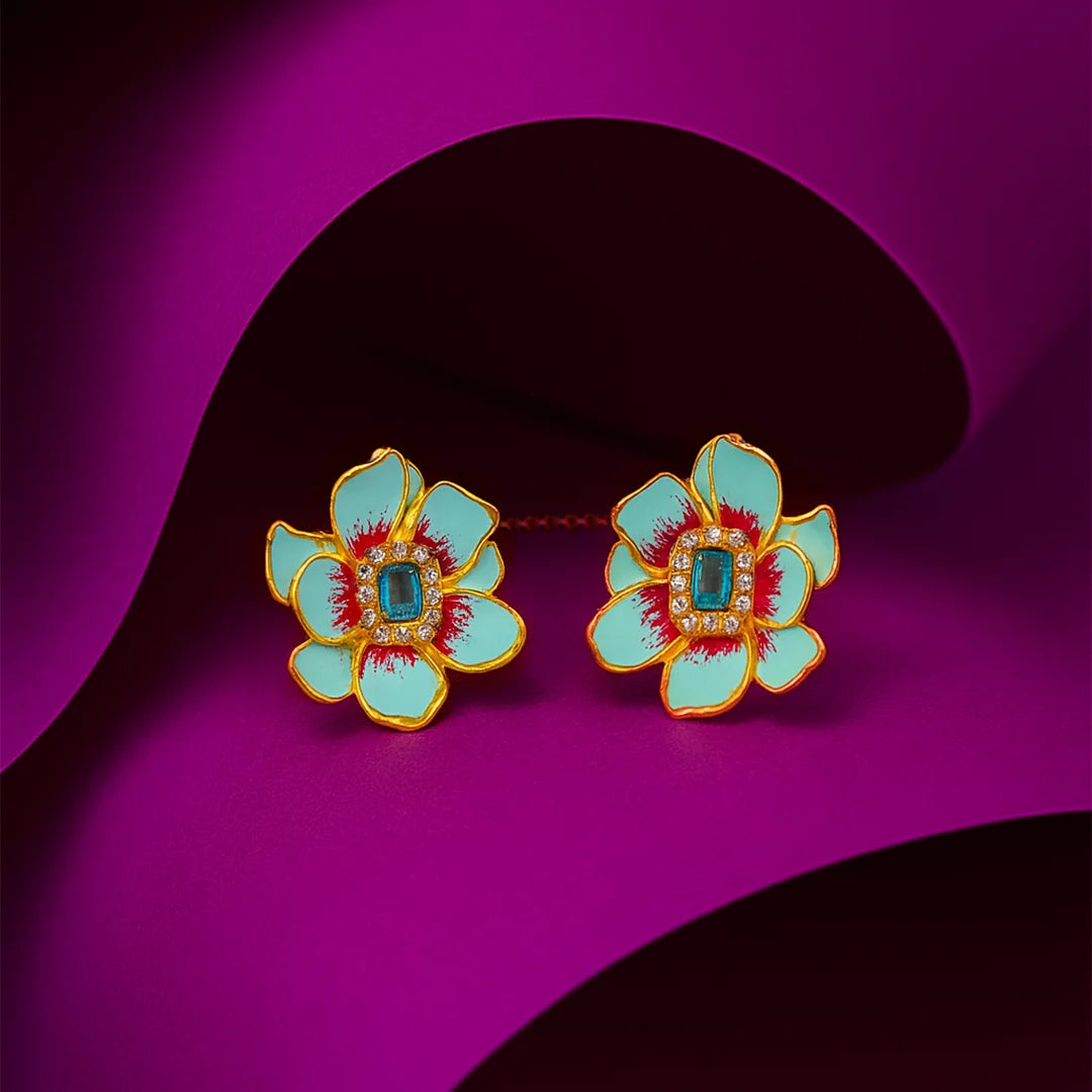 Aqua Bloom Earrings Silver