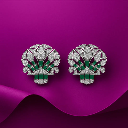 Emeraude Silver Earrings