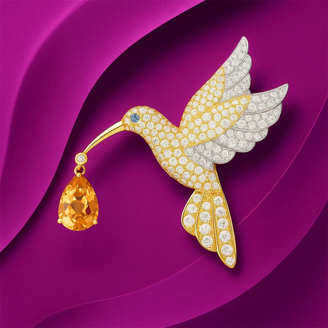 Aurelia Hummingbird Brooch Silver