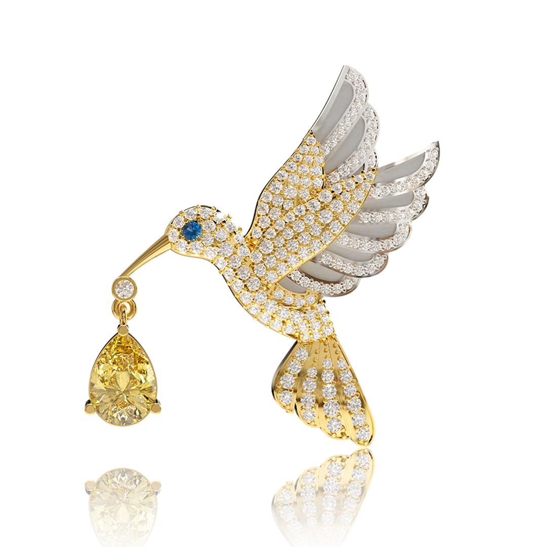 Aurelia Hummingbird Brooch Silver