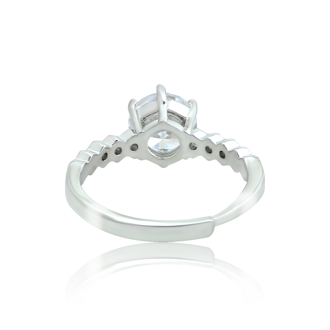 Round Solitaire Silver Ring