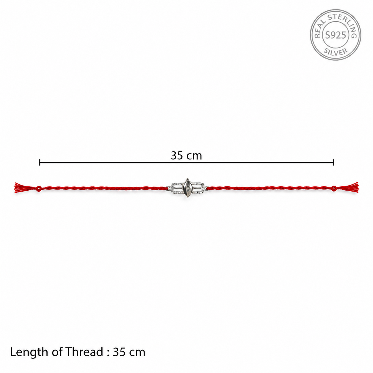 Shivtilak Silver 925 Hallmarked Handmade Red Thread Rakhi