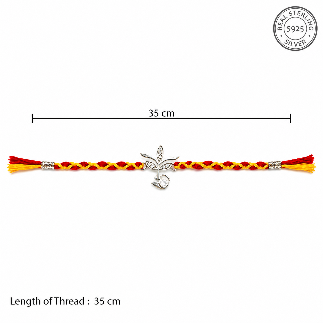Handmade Durga Mata Silver 925 Hallmarked Red & Yellow Thread Rakhi