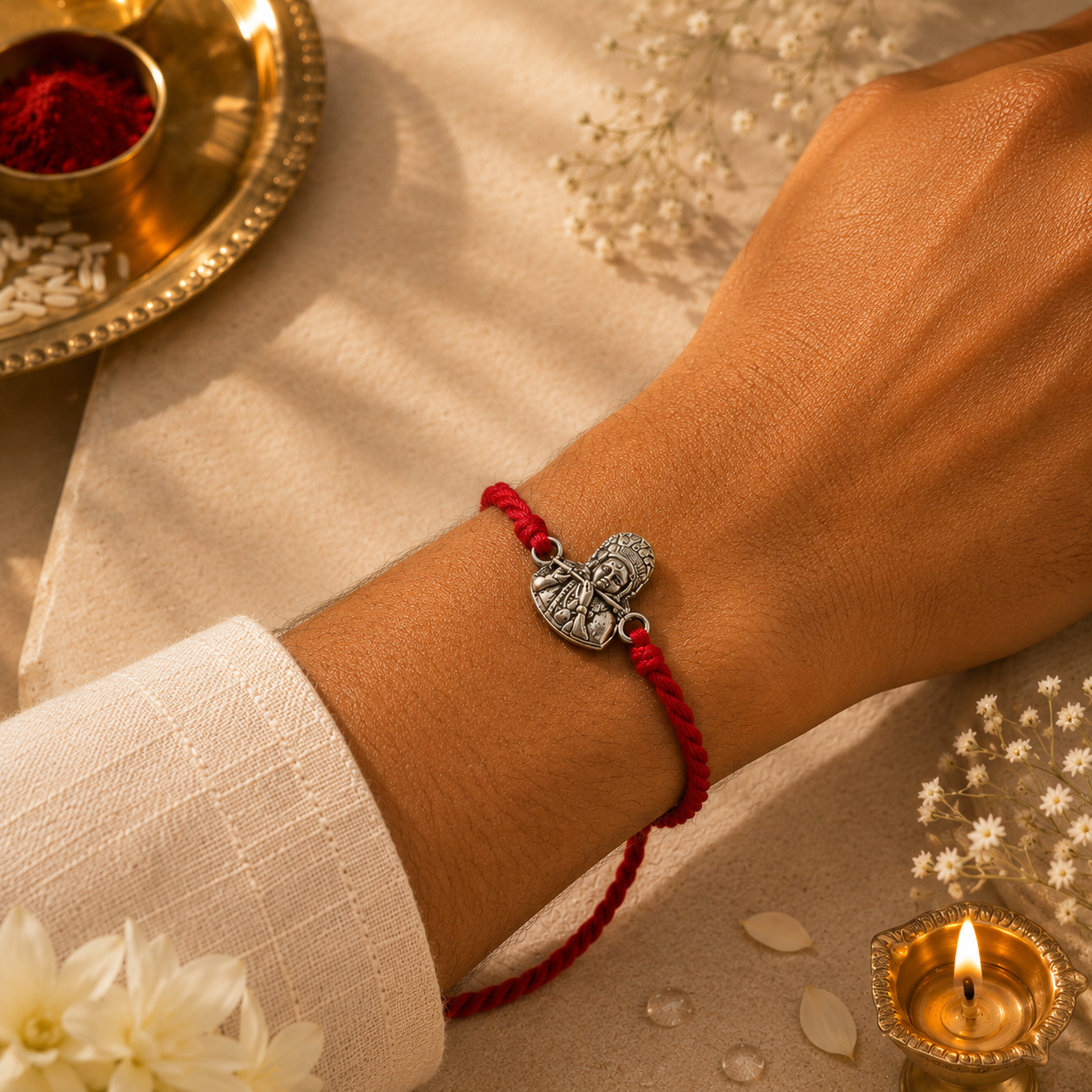 Handmade Lord Krishana 925 Silver Hallmarked Rakhi