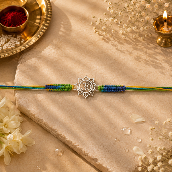 Handmade Om & Sun 925 Silver Hallmarked Rakhi