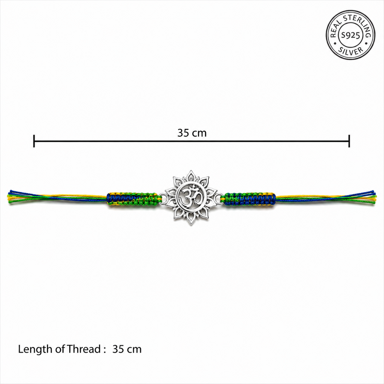 Handmade Om & Sun 925 Silver Hallmarked Rakhi