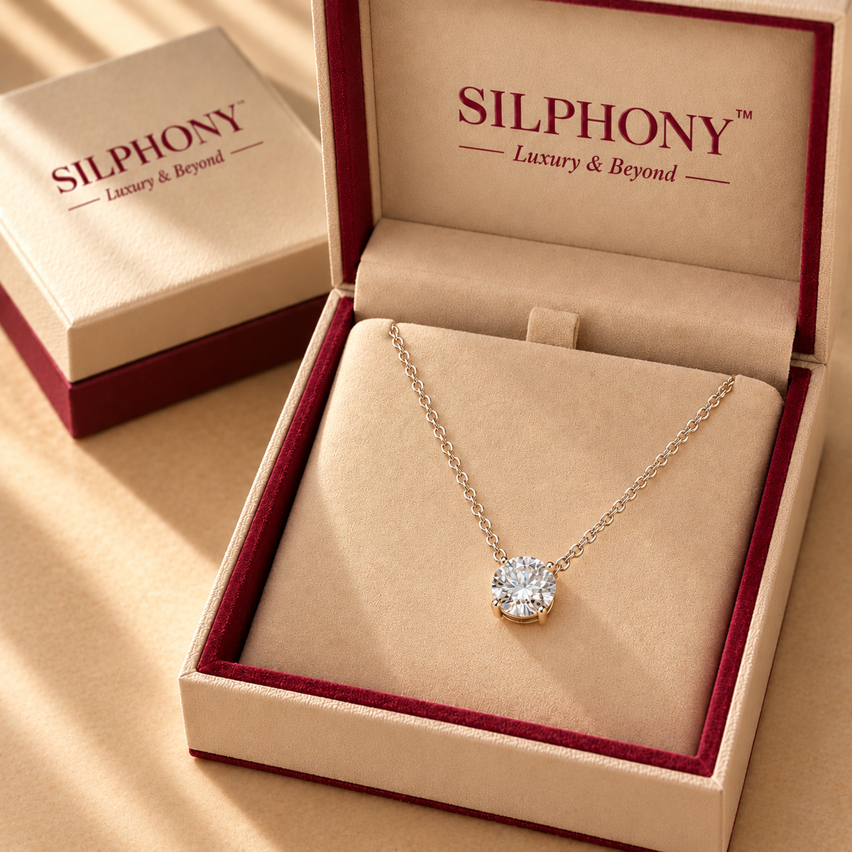 925 Silver Solitaire Moissanite Pendant Chain