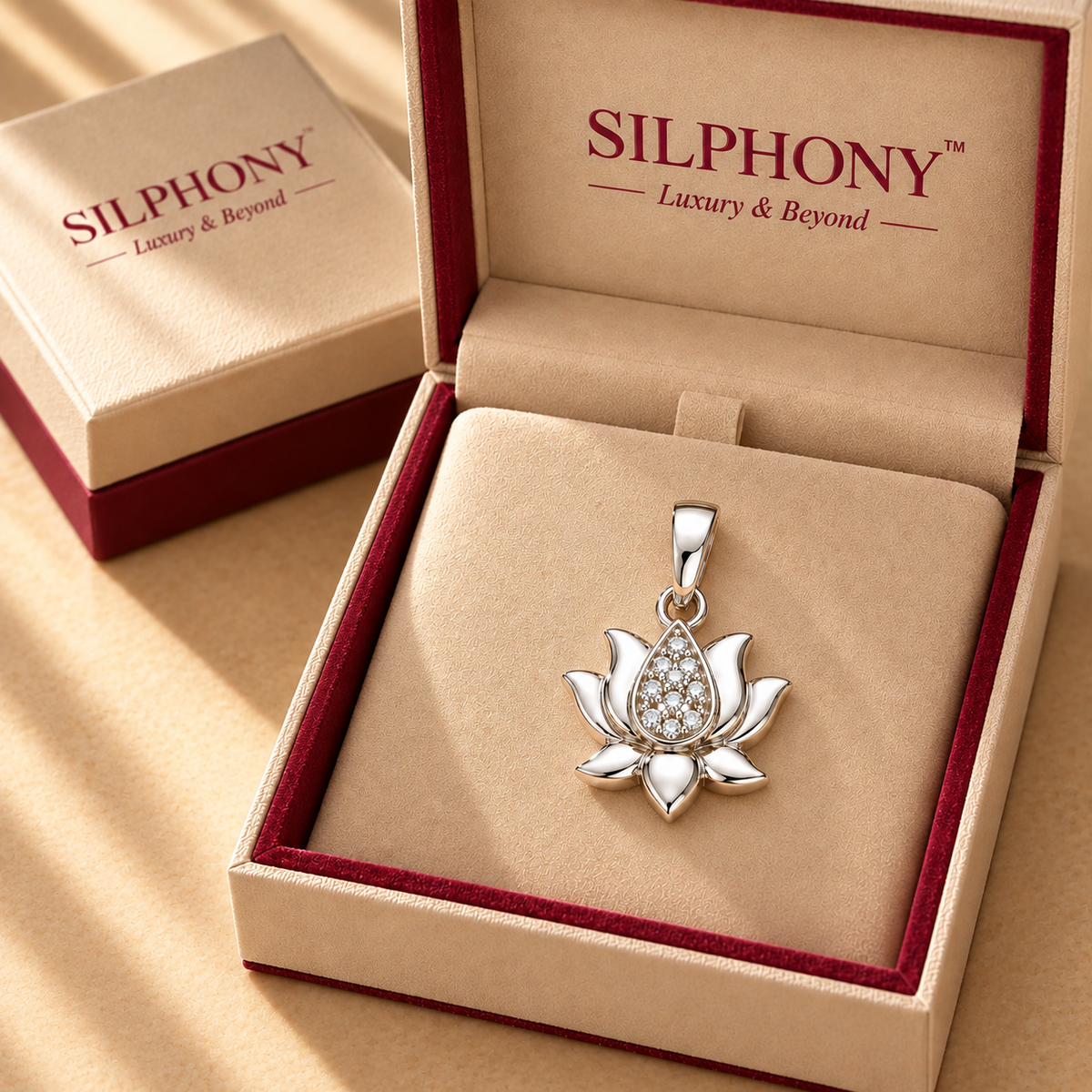 925 Silver Lotus Flower Moissanite Pendant