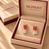925 Silver Flower Moissanite Quartz Drop Earrings