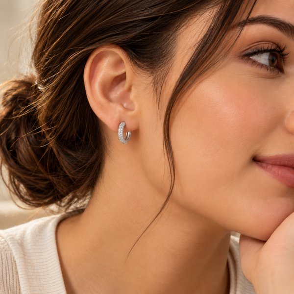 925 Silver Moissanite Huggie Hoop Earrings