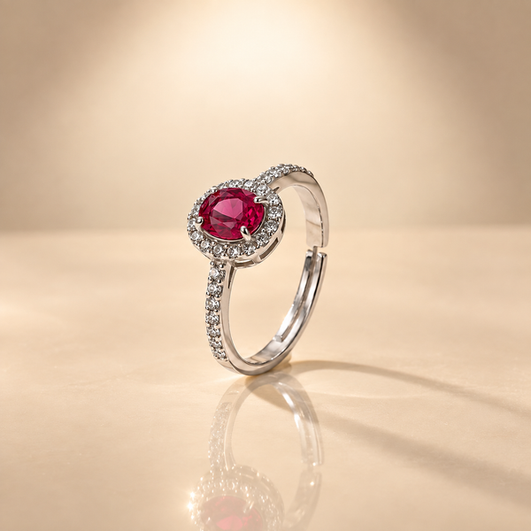 Aura Ruby - Adjustable Silver Ring