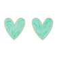 Mint Heart Enamel Earrings