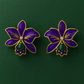 Royal Purple Orchid Statement Stud Earrings