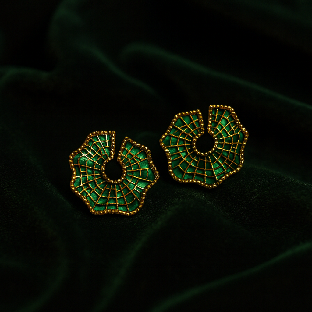 Emerald Mosaic Textured Stud Earrings