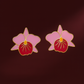 Pink Orchid Bloom Statement Stud Earrings