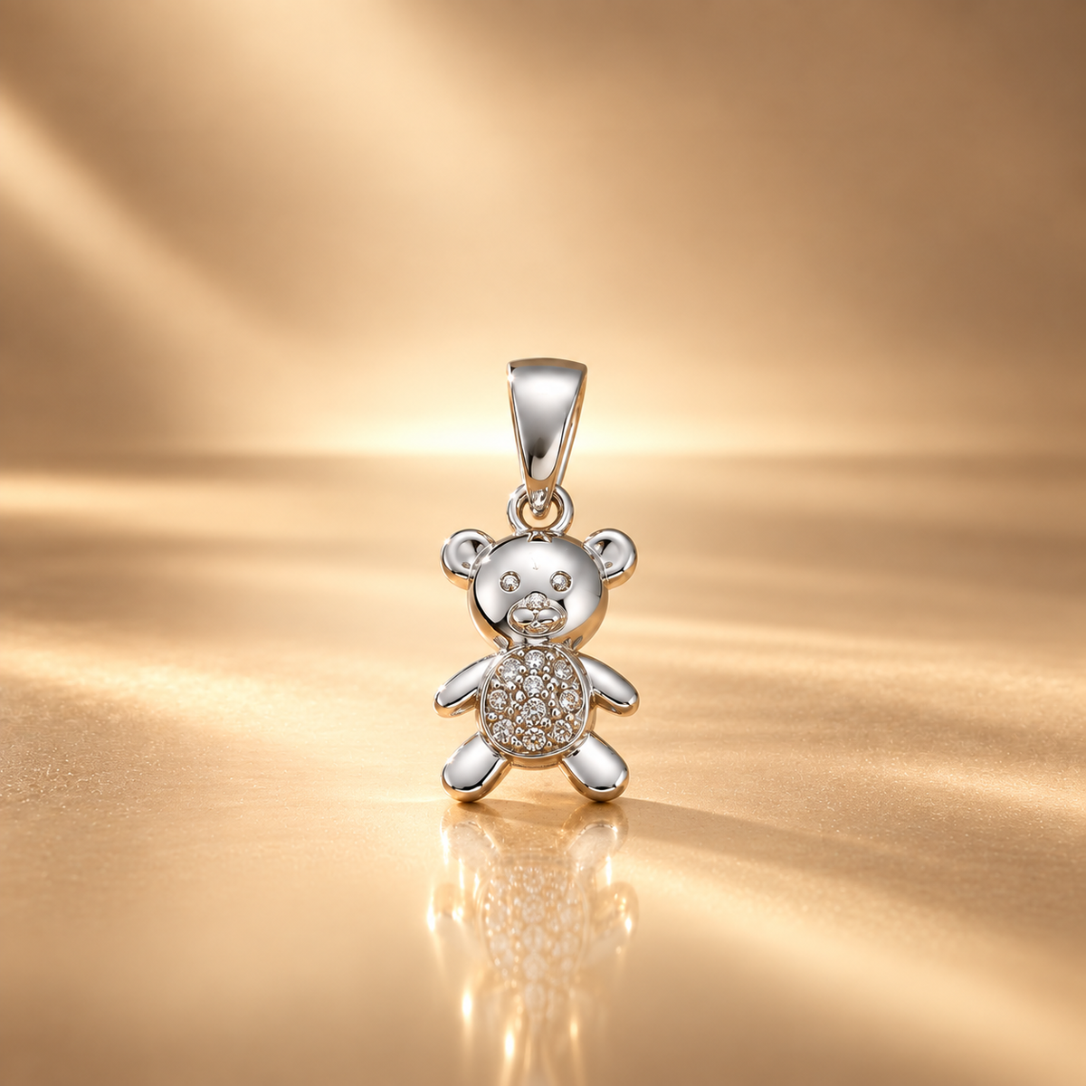 925 Silver Teddy Bear Moissanite Pendant