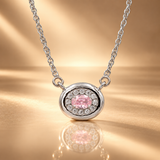 Pink Quartz Moissanite Halo Pendant Chain