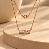 925 Silver Moissanite LOVE Letter Pendant Chain